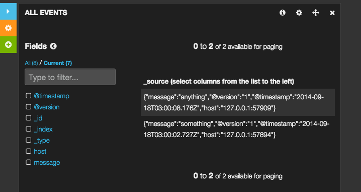 Kibana detail panel